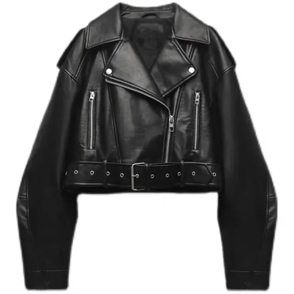 Abby | Dames Cropped Leren Jas | Groen of Zwart Short jacket Esto Moda