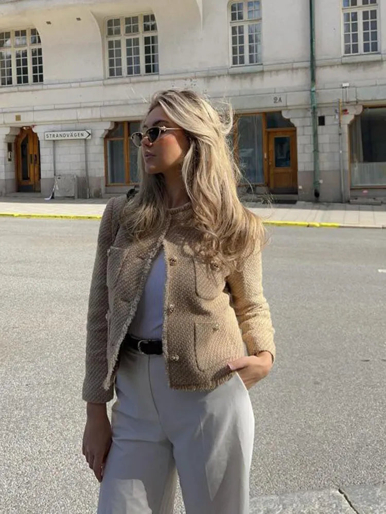 Amije | Dames Tussenjas van Hoogwaardig Tweed | Luxe en Comfortabel Short jacket Esto Moda