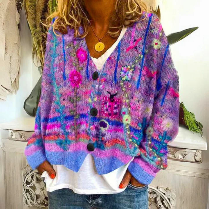 Angie | Dames Vest met Bloemenpatroon | Warme Knoopsluiting 3