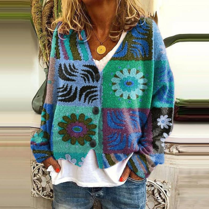 Angie | Dames Vest met Bloemenpatroon | Warme Knoopsluiting 4