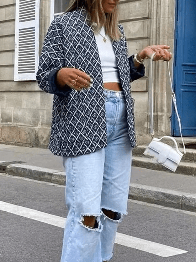 Anneke | Dames Gewatteerde Jas | Geometrische Print, Lichtgewicht en Comfortabel Short jacket Esto Moda