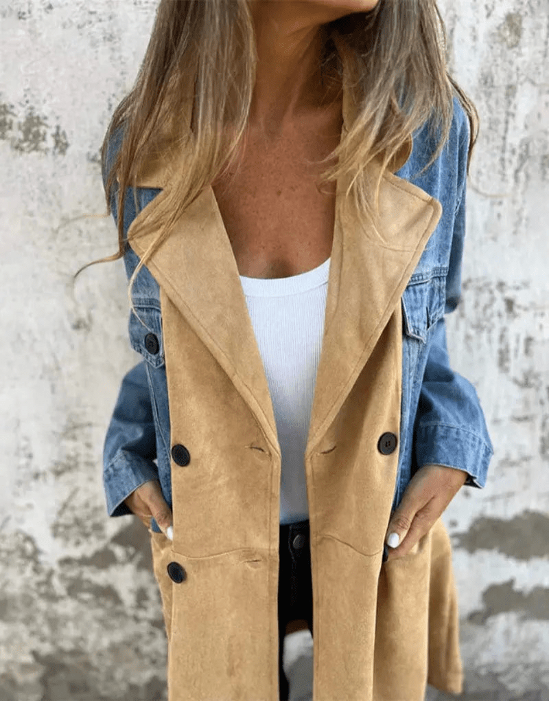 Astrid | Dames Luxe Spijkerjasje | Aansluitend Denim en Suède 0