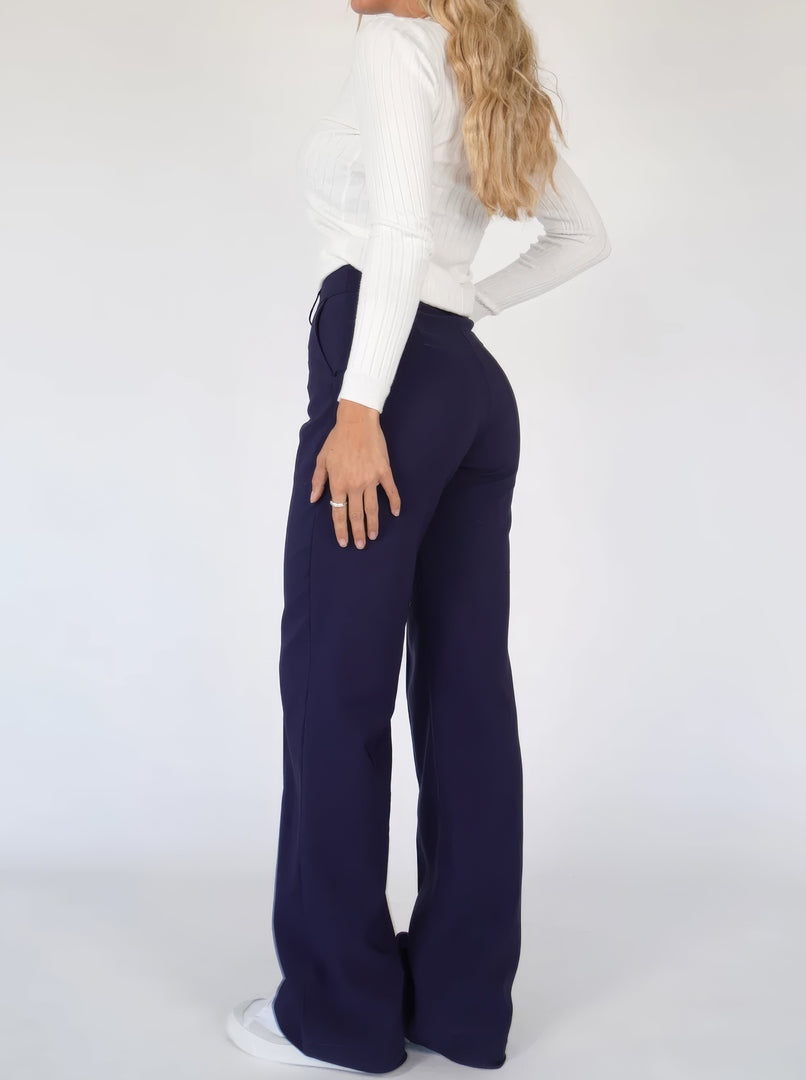 Beau | Dames High-Waist Pantalon | Rechte Broek van Comfortabele Stof Pantalon Esto Moda