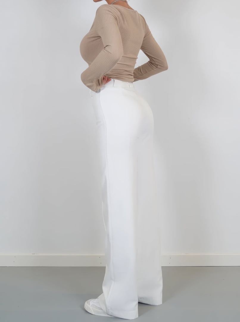 Beau | Dames High-Waist Pantalon | Rechte Broek van Comfortabele Stof Pantalon Esto Moda