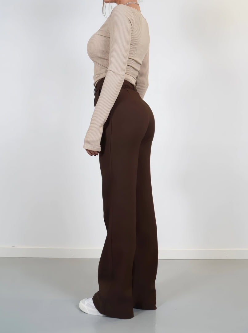 Beau | Dames High-Waist Pantalon | Rechte Broek van Comfortabele Stof Pantalon Esto Moda