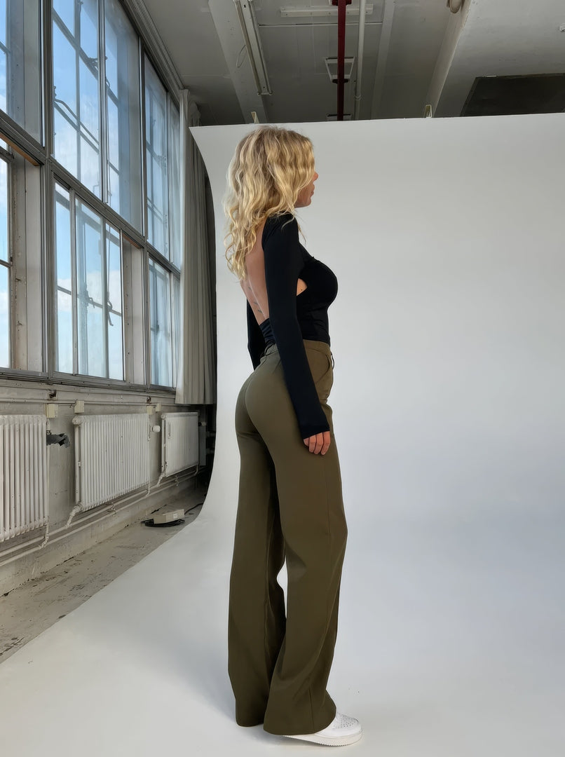 Beau | Dames High-Waist Pantalon | Rechte Broek van Comfortabele Stof Pantalon Esto Moda