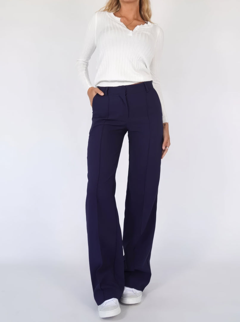 Beau | Dames High-Waist Pantalon | Rechte Broek van Comfortabele Stof Pantalon Esto Moda