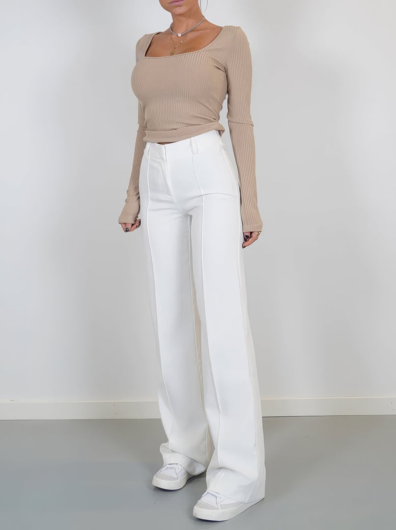 Beau | Dames High-Waist Pantalon | Rechte Broek van Comfortabele Stof Pantalon Esto Moda