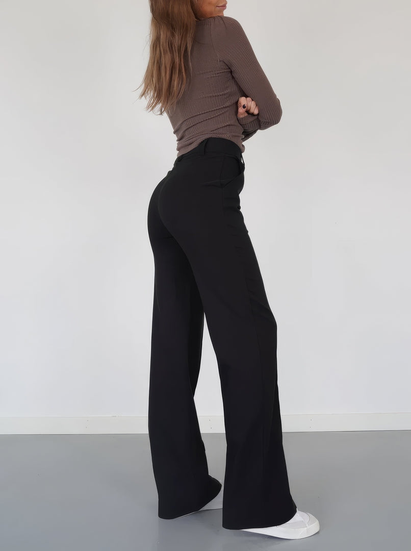 Beau | Dames High-Waist Pantalon | Rechte Broek van Comfortabele Stof Pantalon Esto Moda