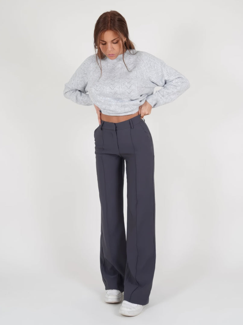 Beau | Dames High-Waist Pantalon | Rechte Broek van Comfortabele Stof Pantalon Esto Moda
