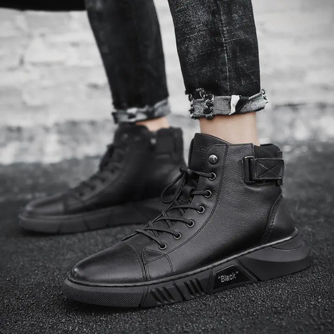 Blackridge | Herenschoenen | Zwart Leren High-Top met Comfortabele Zool 3