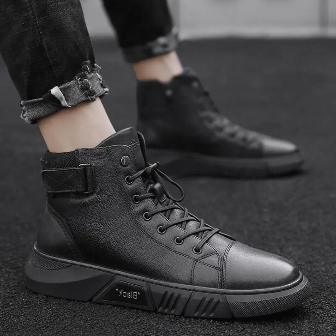 Blackridge | Herenschoenen | Zwart Leren High-Top met Comfortabele Zool 4