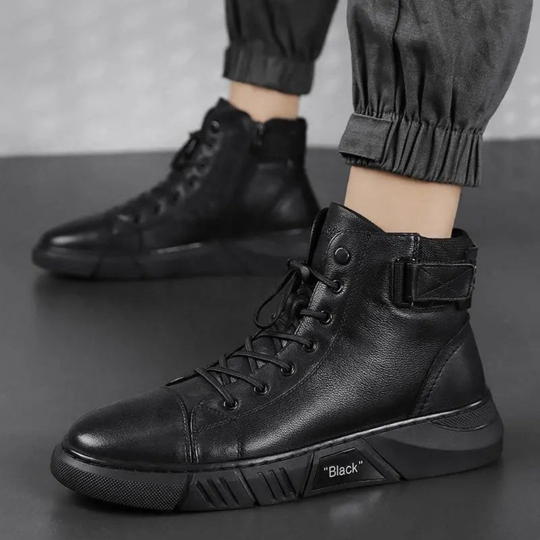 Blackridge | Herenschoenen | Zwart Leren High-Top met Comfortabele Zool 7