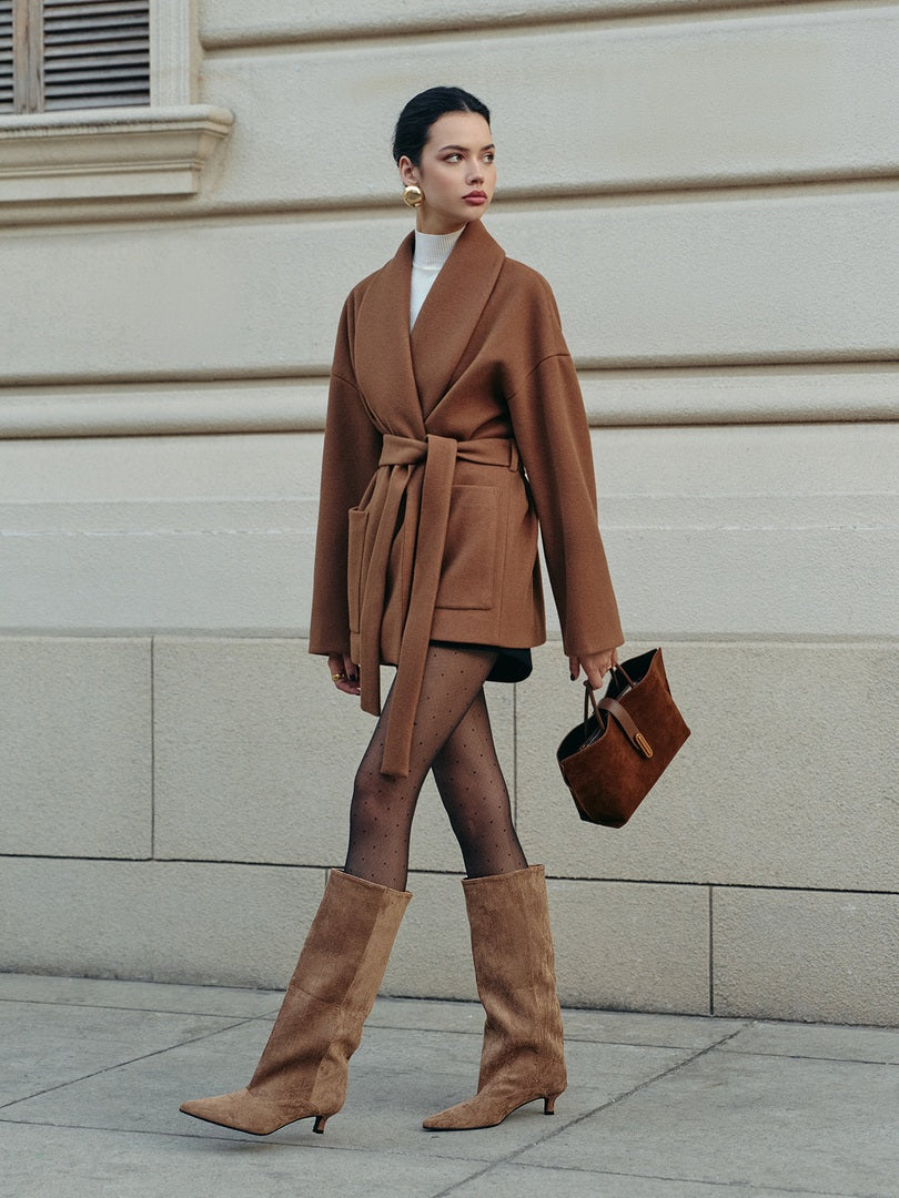 Dunyana | Dameslaarzen Zwart | Suede Kniehoge Laarzen met Kitten Hak Boots Esto Moda