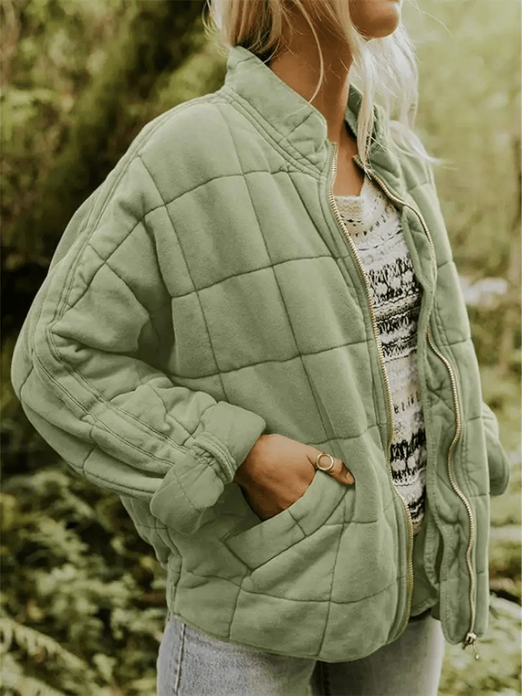 Elara | Gewatteerde Tussenjas Dames | Comfortabel en Stijlvol met Blokpatroon Short jacket Esto Moda
