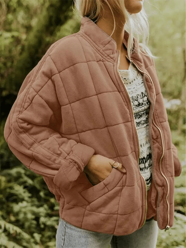 Elara | Gewatteerde Tussenjas Dames | Comfortabel en Stijlvol met Blokpatroon Short jacket Esto Moda