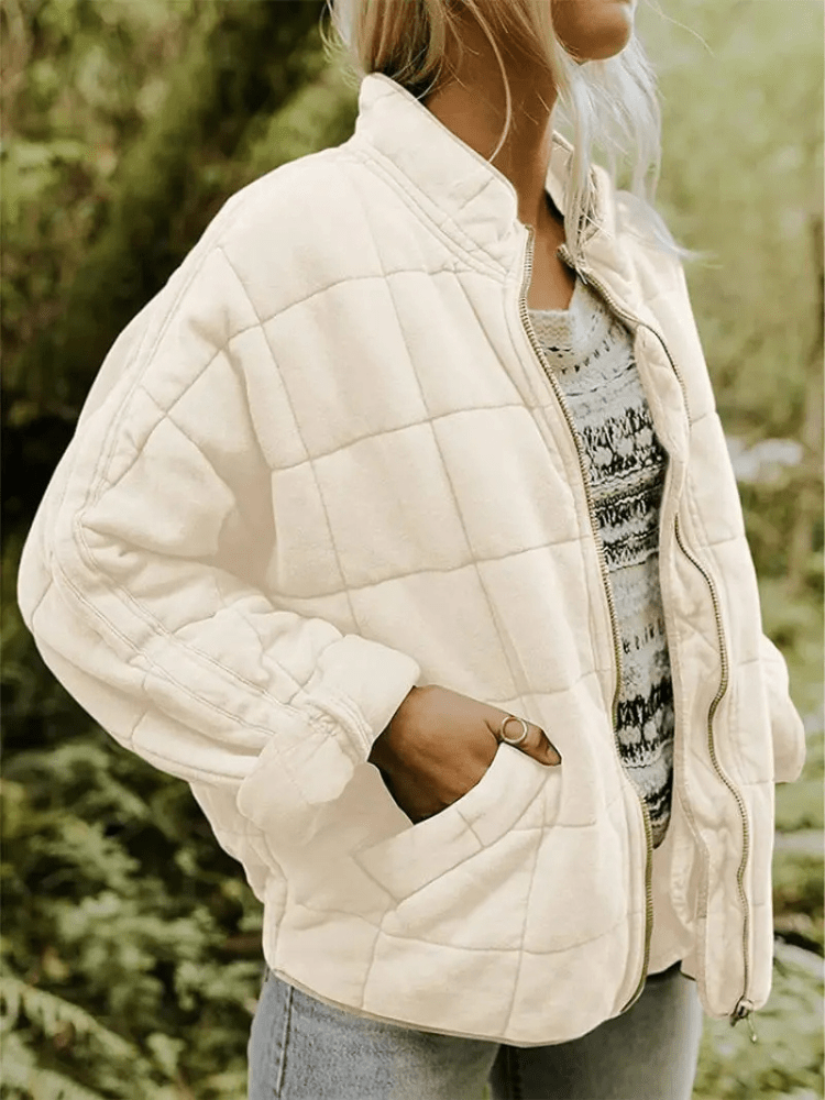 Elara | Gewatteerde Tussenjas Dames | Comfortabel en Stijlvol met Blokpatroon Short jacket Esto Moda