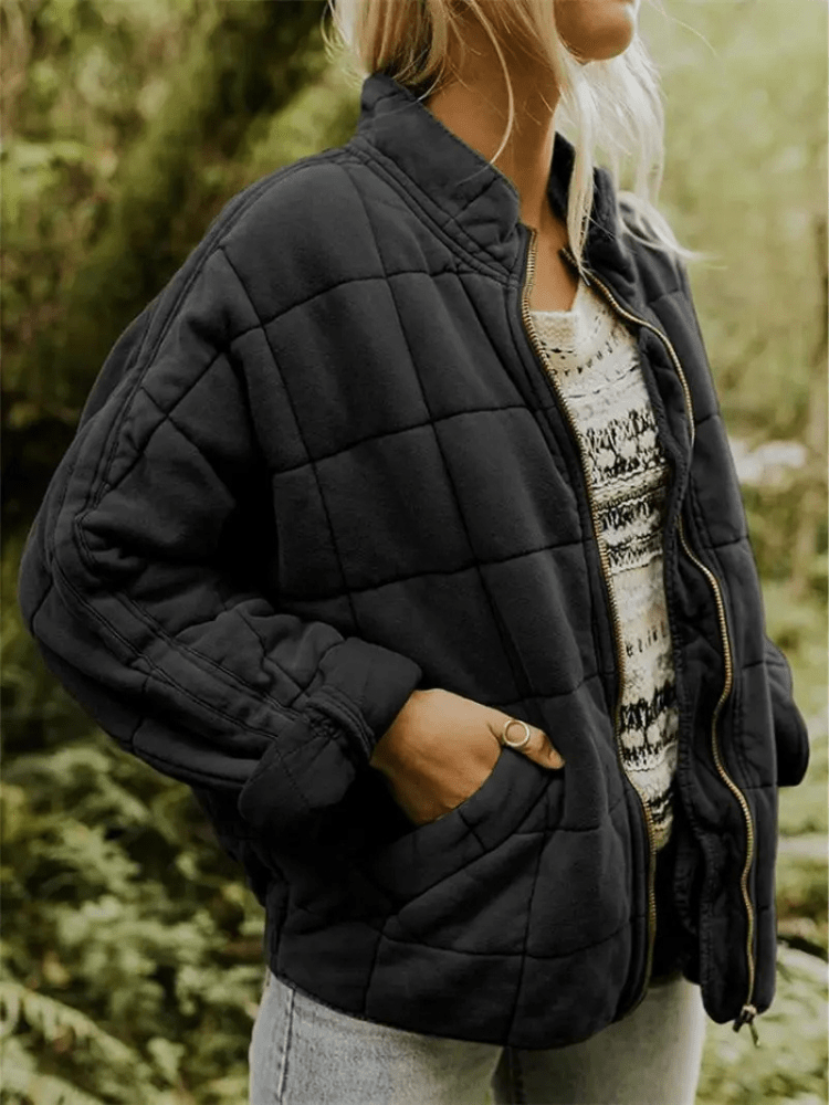 Elara | Gewatteerde Tussenjas Dames | Comfortabel en Stijlvol met Blokpatroon Short jacket Esto Moda