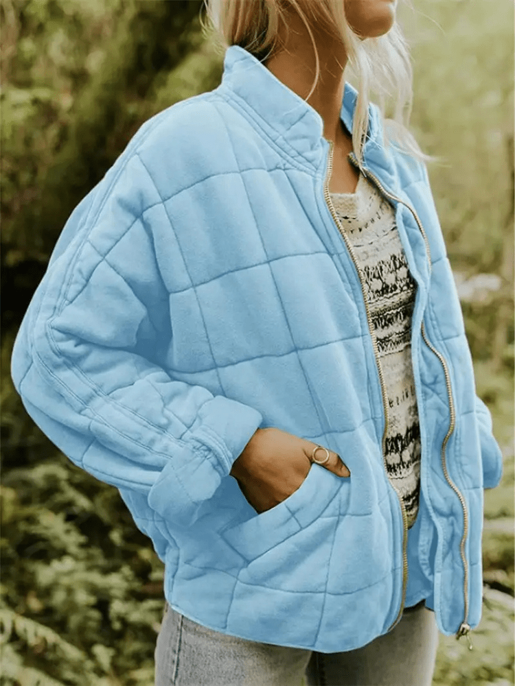 Elara | Gewatteerde Tussenjas Dames | Comfortabel en Stijlvol met Blokpatroon Short jacket Esto Moda
