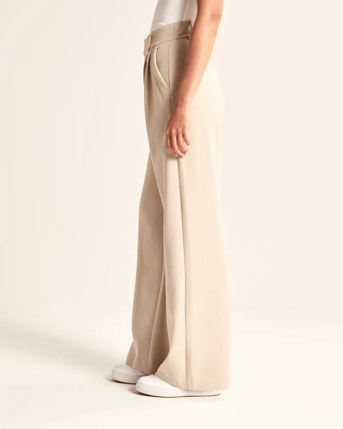 Elisa | Beige Pantalon Dames | Flared Broek met Hoge Taille Pantalon Esto Moda
