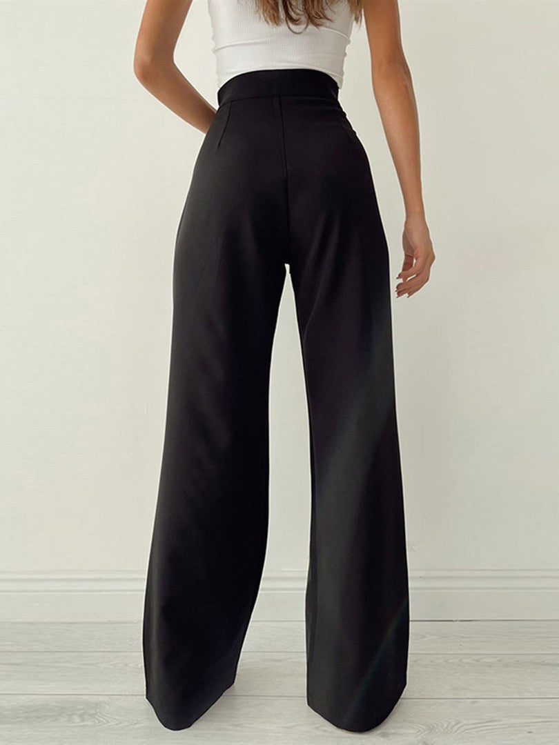 Emma | Dames Flared Pantalon | Hoge Taille met Strik en Wijde Pijpen Pantalon Esto Moda