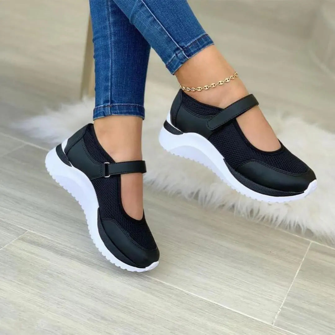 Emma | Dames Ademend Orthopedische Wandelschoenen | Comfortabel en Stevig , Woman Shoe , Zwart , Esto Moda