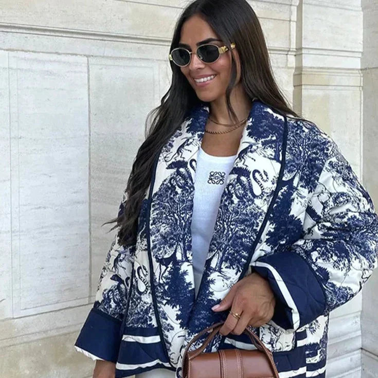 Esma | Dames Elegante Tussenjas | Tijdloze Print en Comfortabele Pasvorm Short jacket Esto Moda
