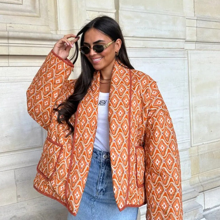 Esma | Dames Elegante Tussenjas | Tijdloze Print en Comfortabele Pasvorm Short jacket Esto Moda