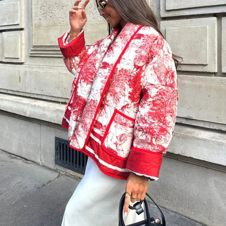 Esma | Dames Elegante Tussenjas | Tijdloze Print en Comfortabele Pasvorm Short jacket Esto Moda