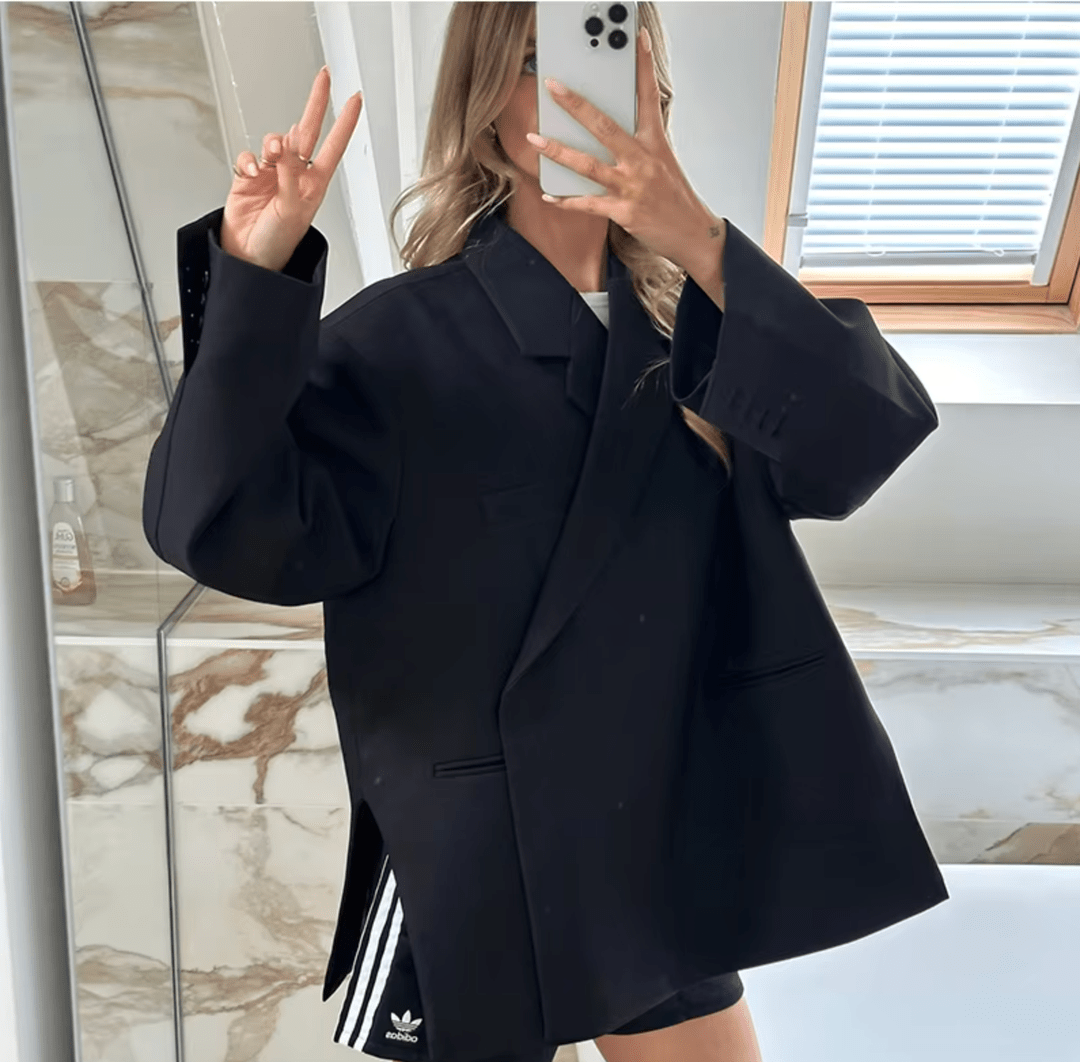 Felice | Dames Zwarte Oversized Blazer | Trendy en Comfortabel Short jacket Esto Moda
