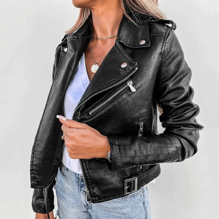 Fenna | Dames Zwart Leren Jasje | Tijdloos en Chic Leren Jack Short jacket Esto Moda
