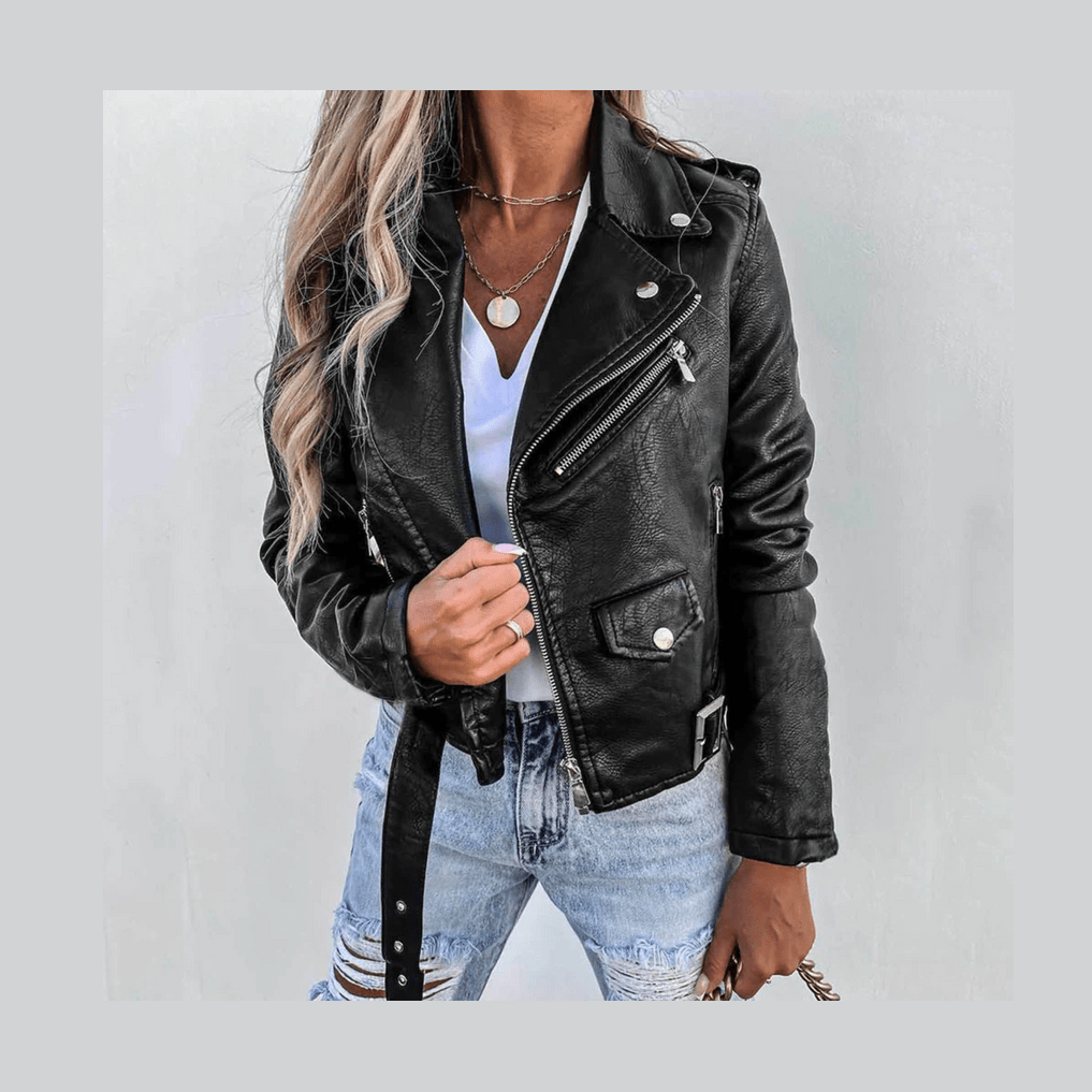 Fenna | Dames Zwart Leren Jasje | Tijdloos en Chic Leren Jack Short jacket Esto Moda