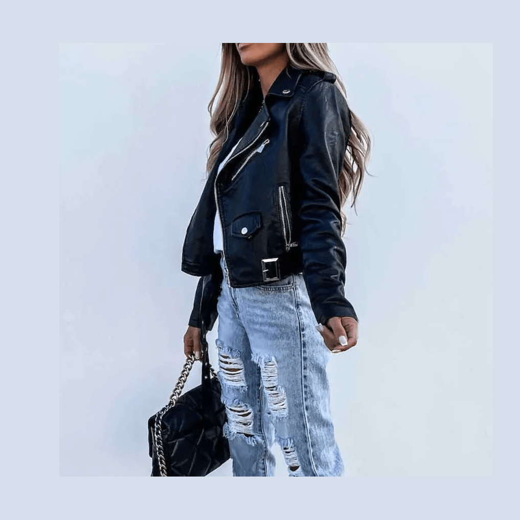 Fenna | Dames Zwart Leren Jasje | Tijdloos en Chic Leren Jack Short jacket Esto Moda