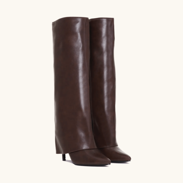 Hanna | Dames Vegan Leren Kniehoge Laarzen | Comfortabele 9 cm Hak Boots Esto Moda
