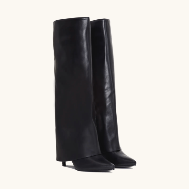 Hanna | Dames Vegan Leren Kniehoge Laarzen | Comfortabele 9 cm Hak Boots Esto Moda
