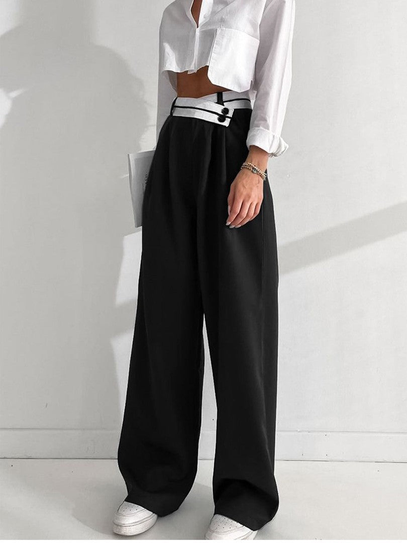 Inge | Dames Flared Pantalon | Asymmetrische Tailleband, Elegante Pasvorm Pantalon Esto Moda