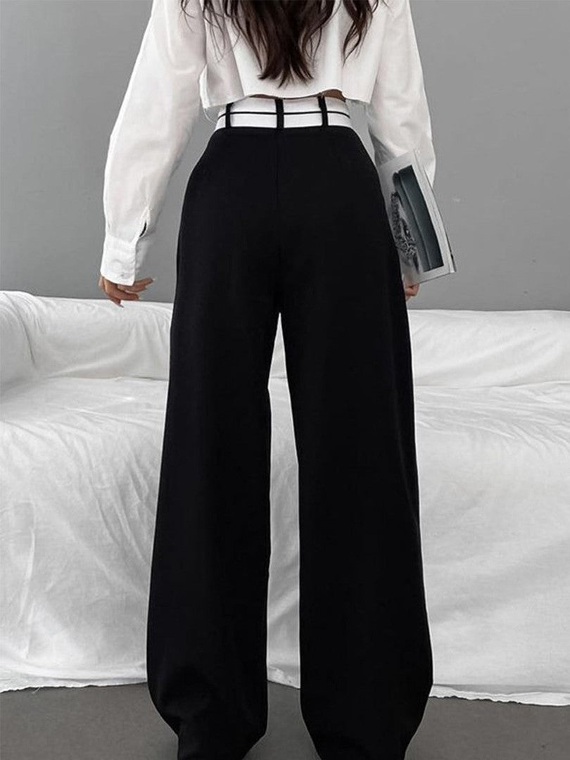 Inge | Dames Flared Pantalon | Asymmetrische Tailleband, Elegante Pasvorm Pantalon Esto Moda