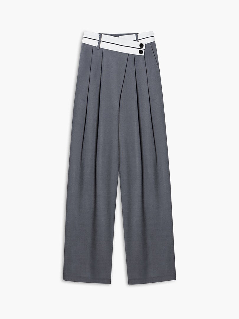 Inge | Dames Flared Pantalon | Asymmetrische Tailleband, Elegante Pasvorm Pantalon Esto Moda