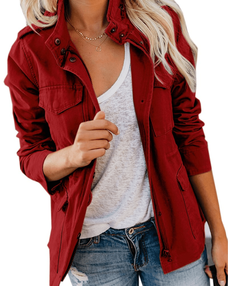 Jaimy | Dames Tussenjas met Zakken | Stijlvol en Comfortabel Katoen-Polyester Short jacket Esto Moda