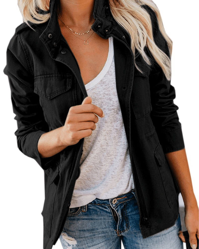 Jaimy | Dames Tussenjas met Zakken | Stijlvol en Comfortabel Katoen-Polyester Short jacket Esto Moda