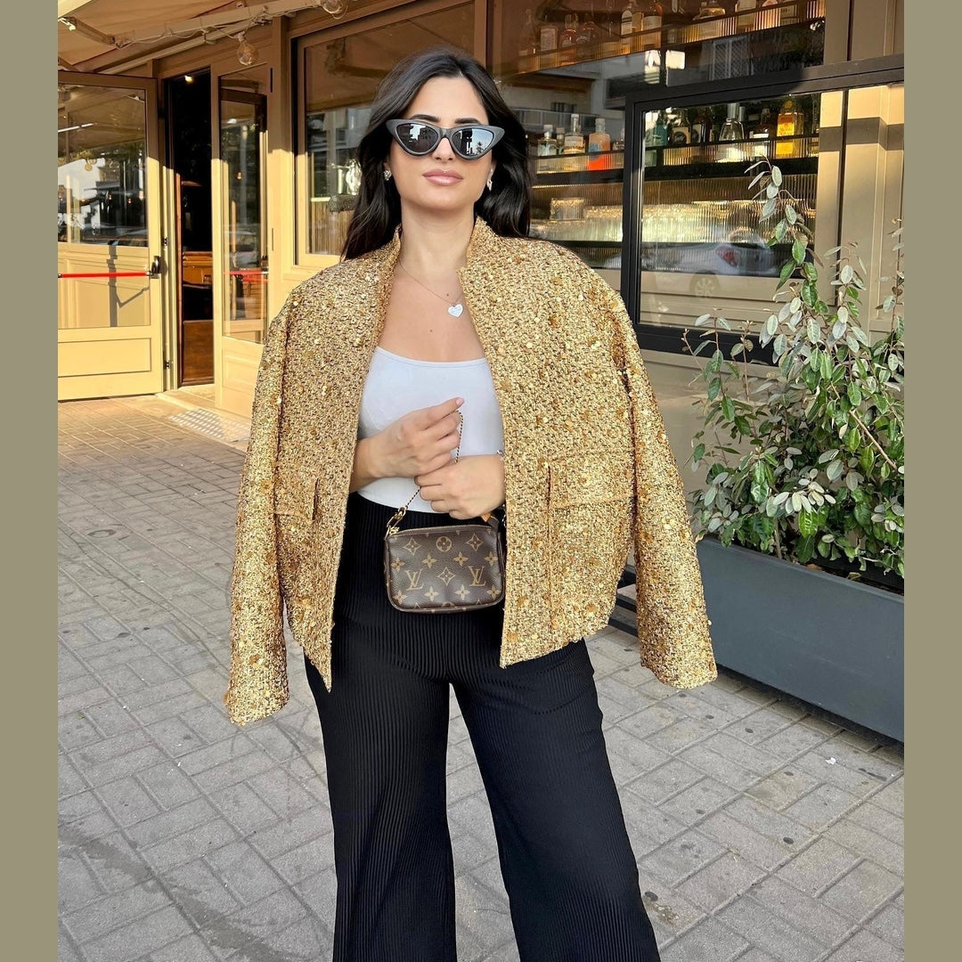 Jane | Luxe Tussenjas Dames | Lichtgewicht Goud, Zwart of Zilver Short jacket Esto Moda