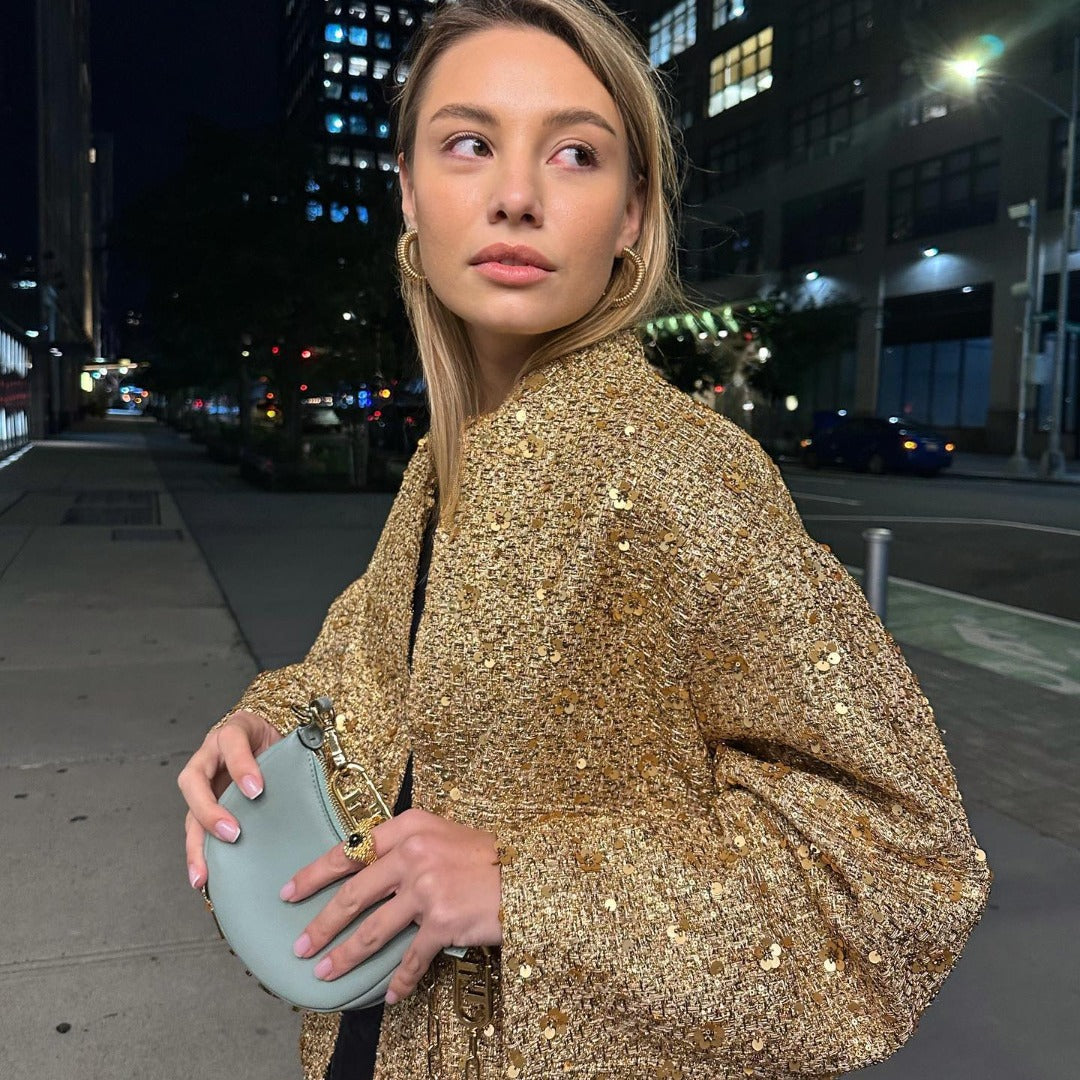 Jane | Luxe Tussenjas Dames | Lichtgewicht Goud, Zwart of Zilver Short jacket Esto Moda