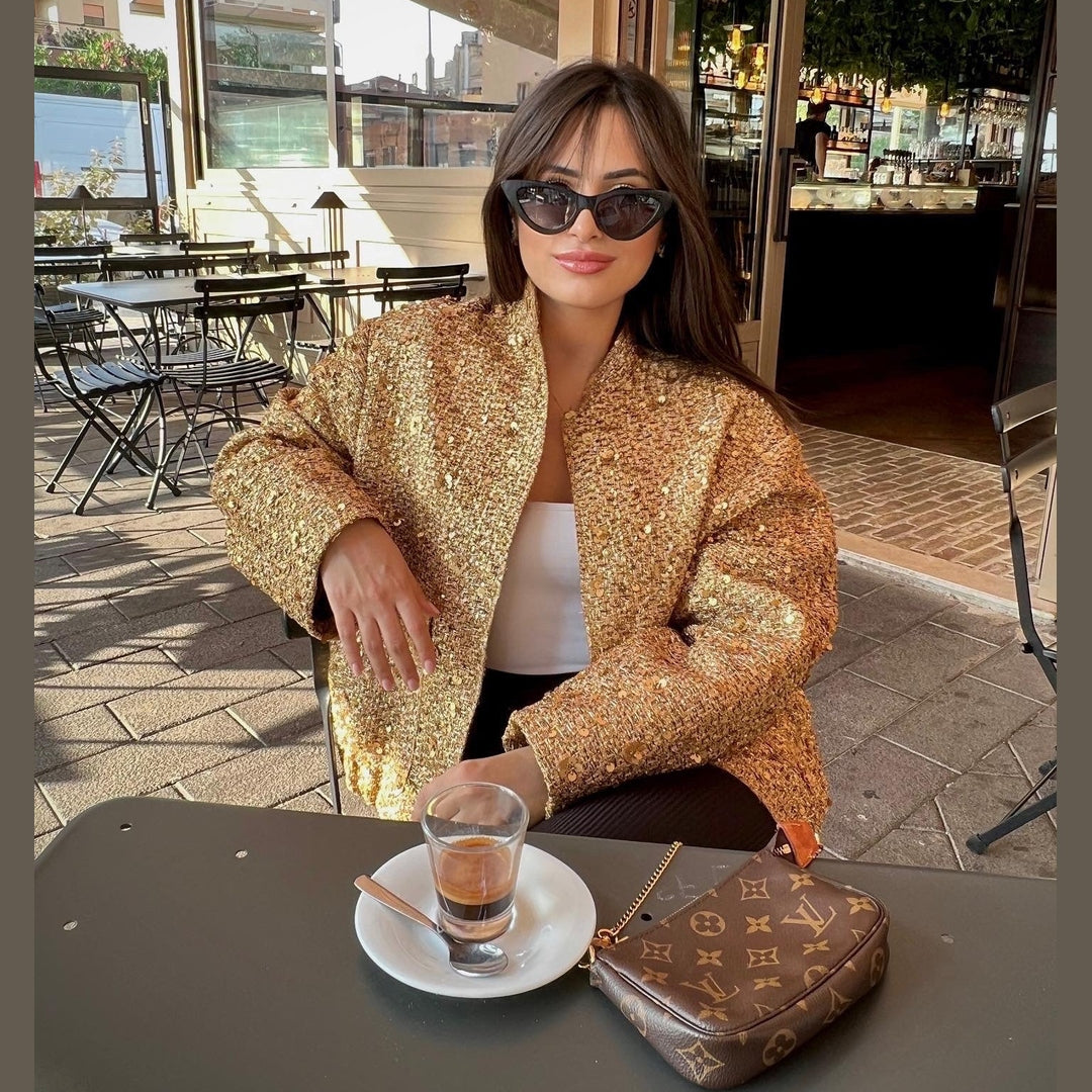 Jane | Luxe Tussenjas Dames | Lichtgewicht Goud, Zwart of Zilver Short jacket Esto Moda