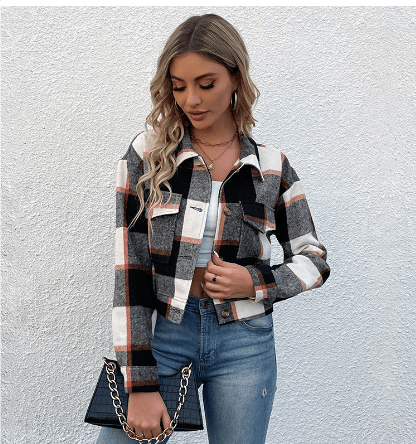 Jayden | Stijlvolle Cropped Damesjas | Geruit Design voor Casual Comfort Short jacket Esto Moda