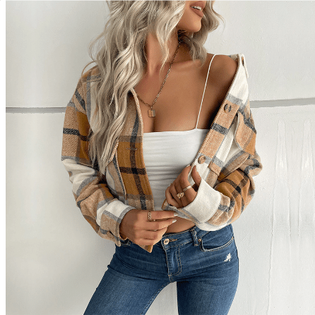 Jayden | Stijlvolle Cropped Damesjas | Geruit Design voor Casual Comfort Short jacket Esto Moda