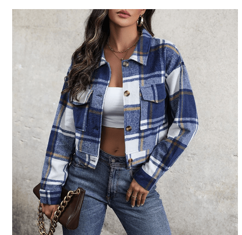 Jayden | Stijlvolle Cropped Damesjas | Geruit Design voor Casual Comfort Short jacket Esto Moda