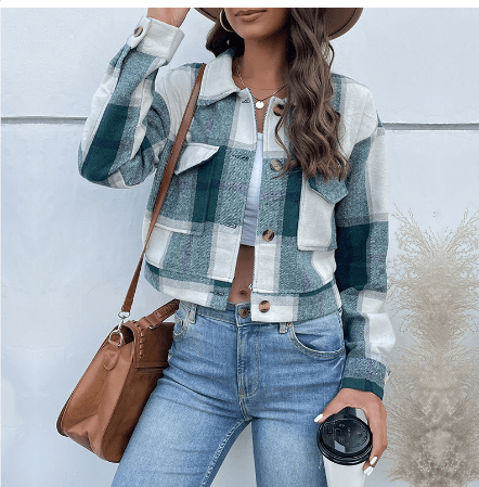 Jayden | Stijlvolle Cropped Damesjas | Geruit Design voor Casual Comfort Short jacket Esto Moda