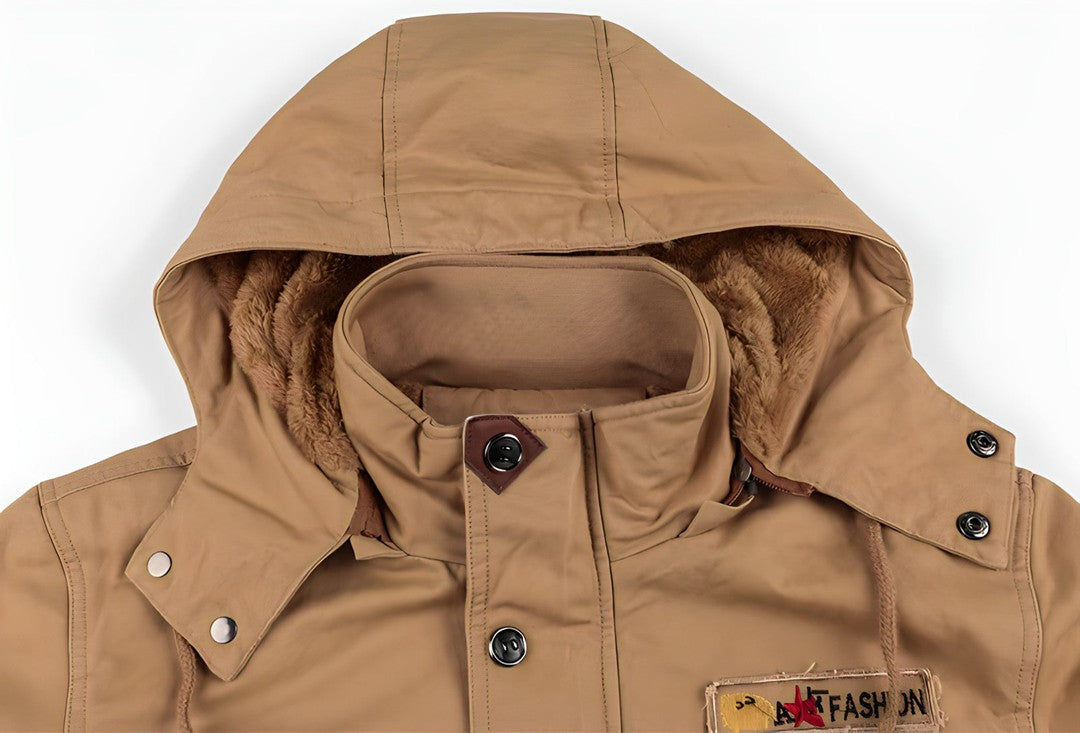 Joris | Heren Militair Jack | Warm met Fleece Gevoerde Capuchon en Meerdere Zak Rain jacket Esto Moda