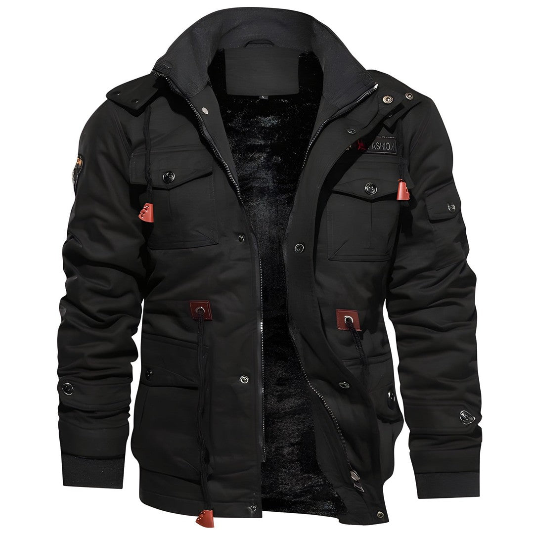 Joris | Heren Militair Jack | Warm met Fleece Gevoerde Capuchon en Meerdere Zak Rain jacket Esto Moda