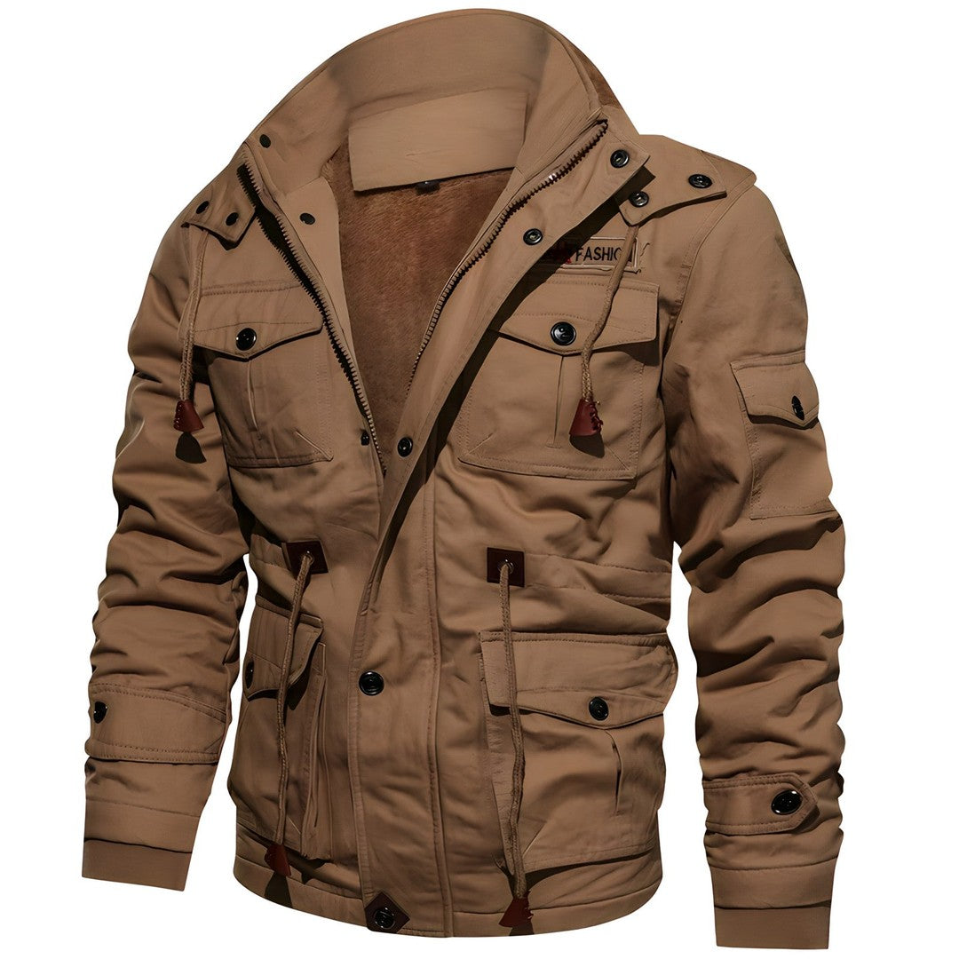 Joris | Heren Militair Jack | Warm met Fleece Gevoerde Capuchon en Meerdere Zak Rain jacket Esto Moda